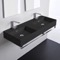 Double Matte Black Wall Mounted Ceramic Sink With Polished Chrome Towel Bar